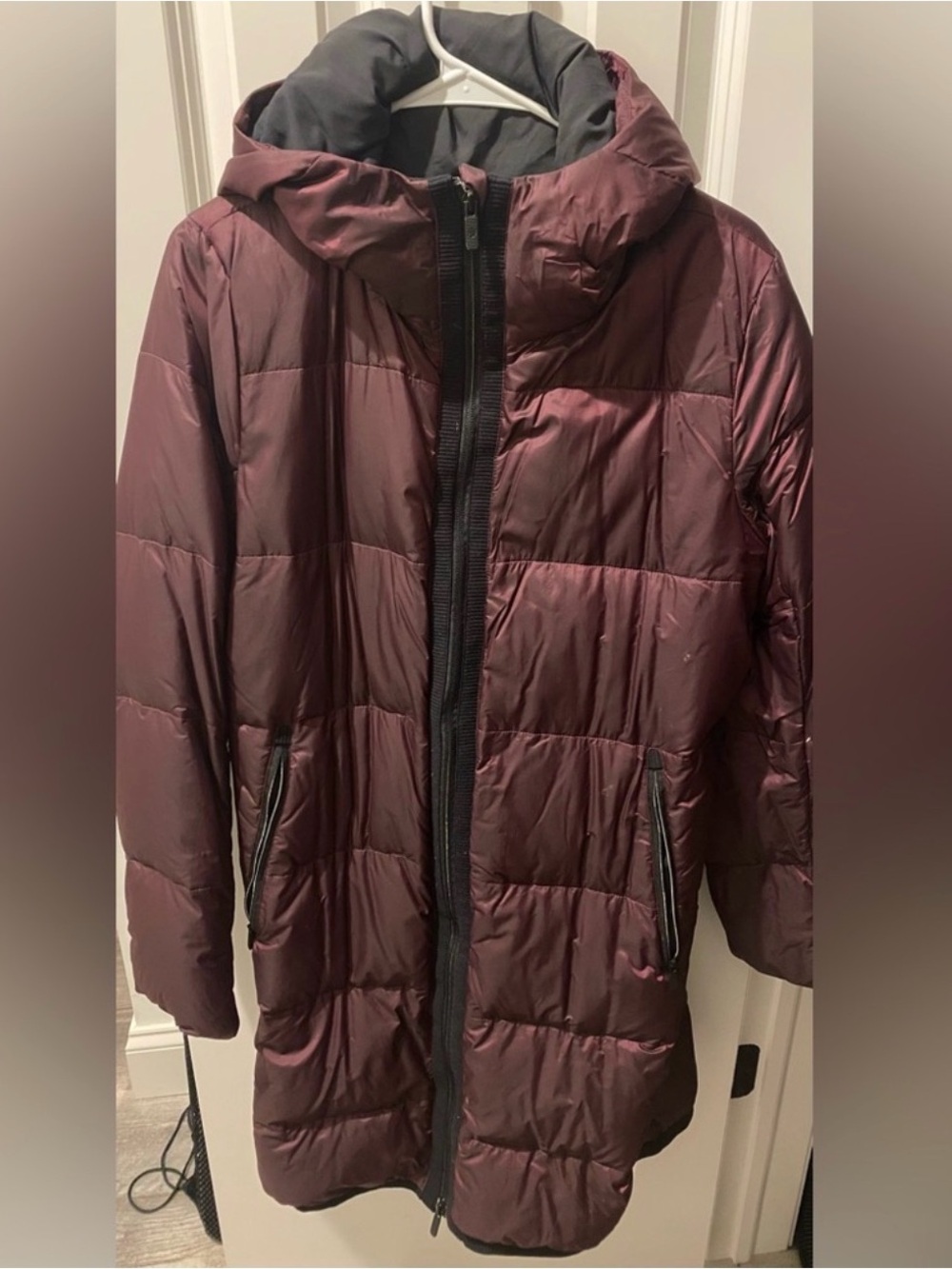 lululemon athletica Long Hooded Puffer Coat - Burgundy